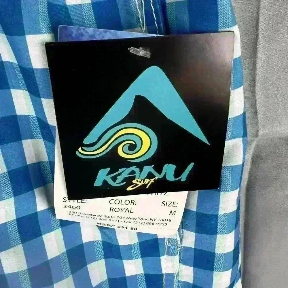 𝅺new NWT Kanu Surf‎ Men's Swim Trunks Blue Checkered Size Medium - Picture 7 of 8